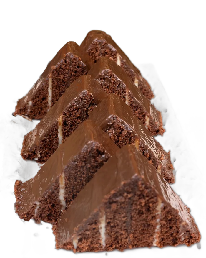 Fatias de bolo de chocolate da Trigalle